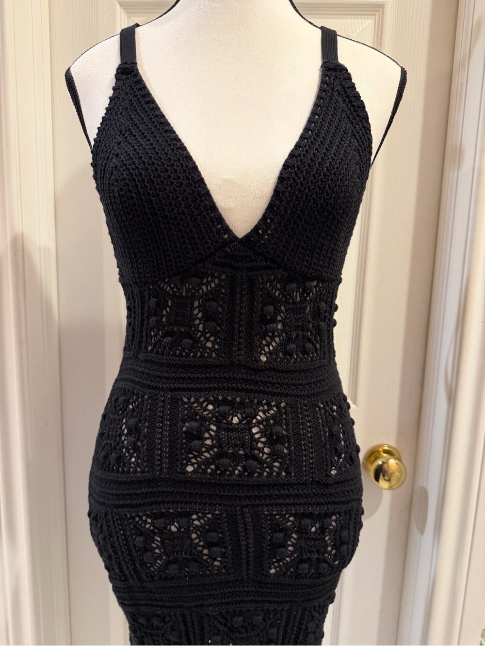 Anthropologie Black Crochet Knit Dress